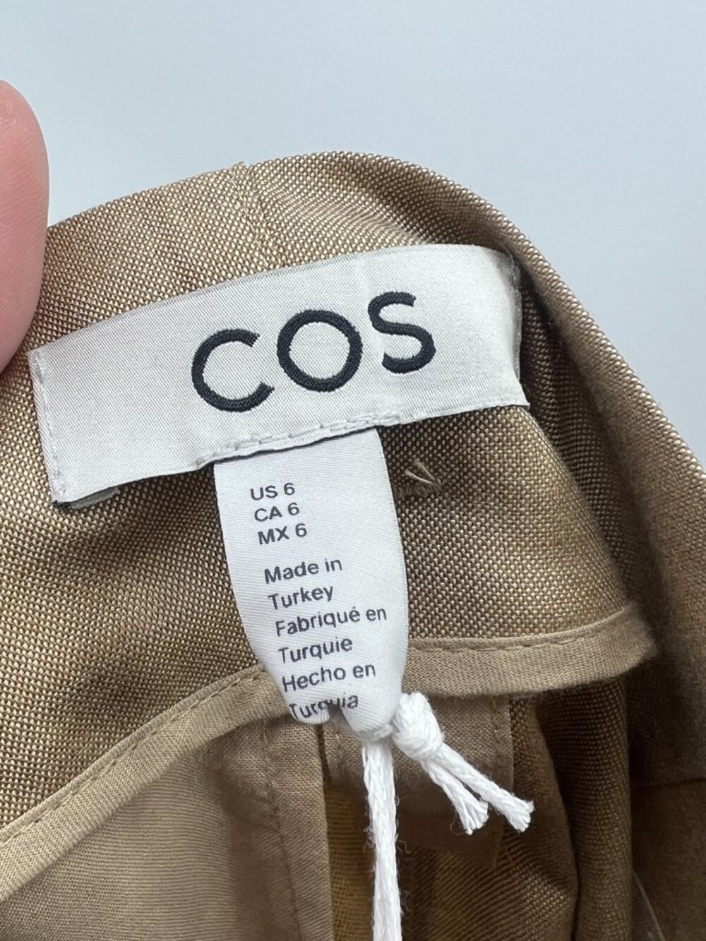 NWT COS Wool Blend Beige High Waisted Wide Leg Pants Women's 6 - Picture 7 of 9